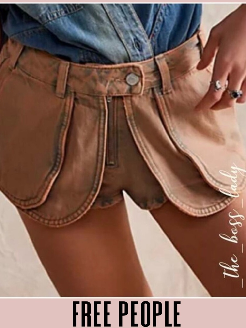 Free People shorts denim high rise boho cotton jeans